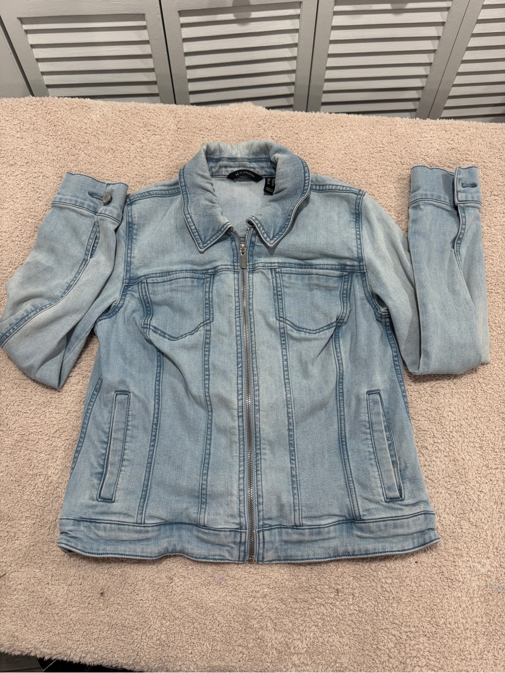 H by Halston Women’s Denim‑Look Zip Jacket Size 4